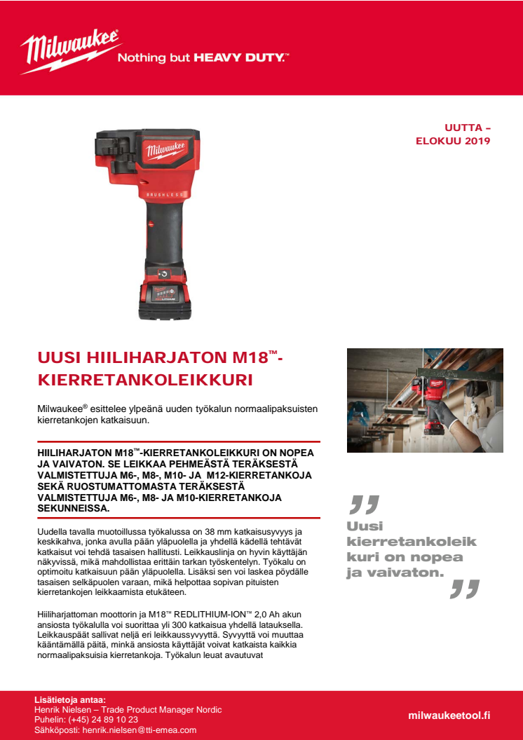 UUSI HIILIHARJATON M18™-KIERRETANKOLEIKKURI