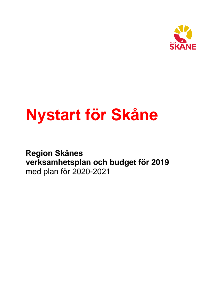 Budget 2019: Nystart för Skåne