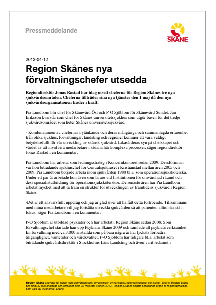 Region Skånes nya förvaltningschefer utsedda