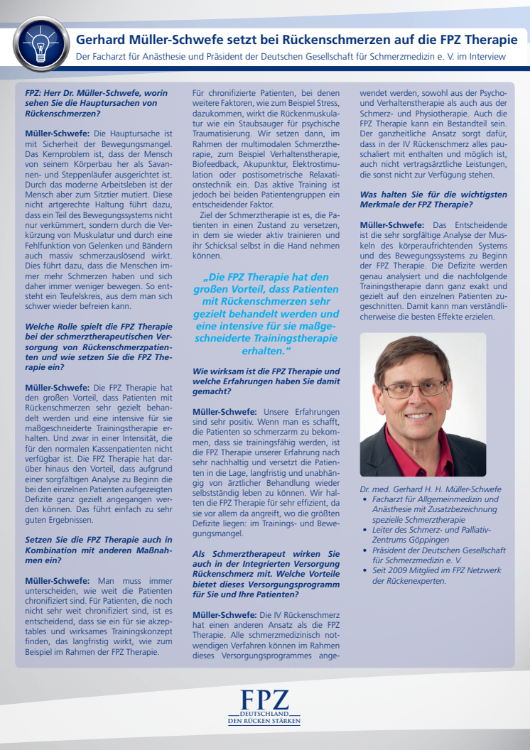 Interview mit Dr. Gerhard H.H. Müller-Schwefe