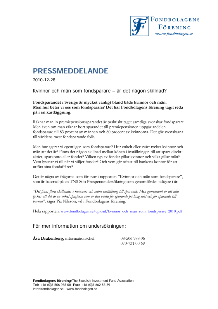 Kvinnor och män som fondsparare – är det någon skillnad?