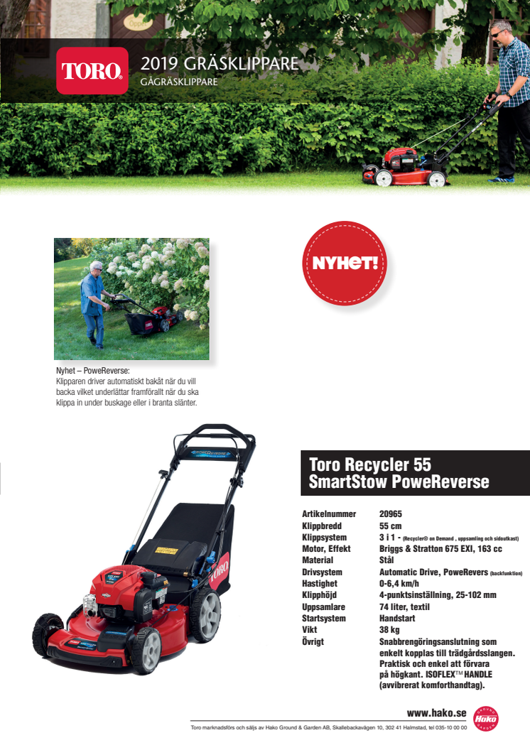 Produktblad Toro PoweReverse