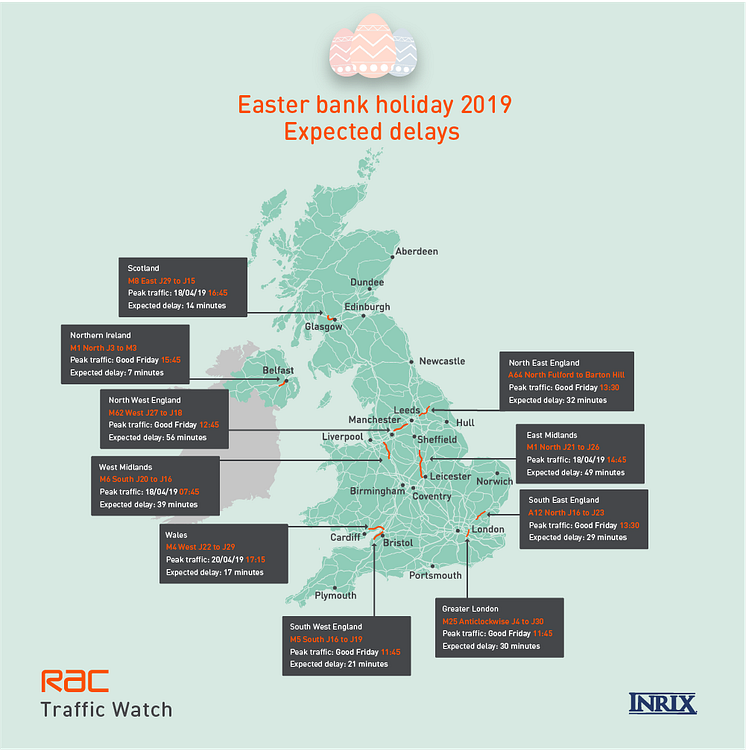 Easter 2019 expected delays map