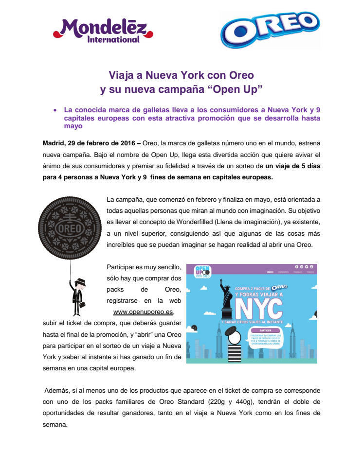 Viaja a Nueva York con Oreo  y su nueva campaña “Open Up”