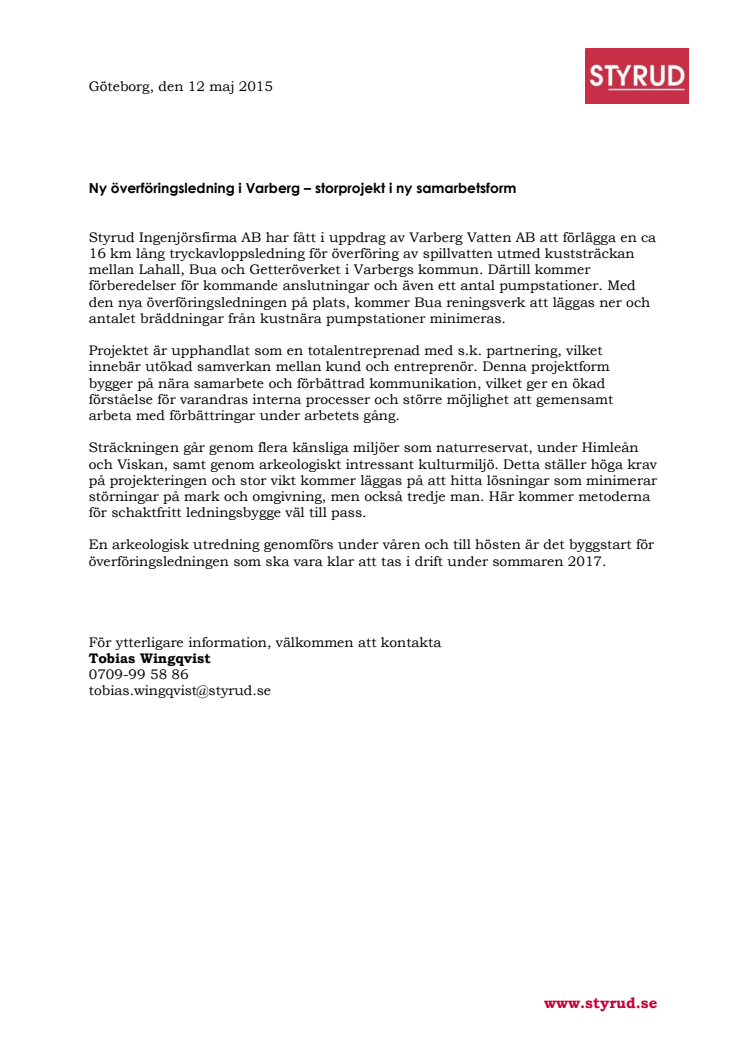 Ny överföringsledning i Varberg – storprojekt i ny samarbetsform