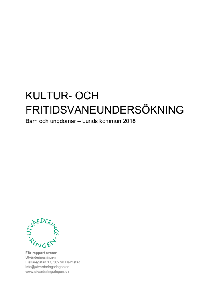 Resultat kultur- och fritidsvaneundersökning, unga 10-19 år