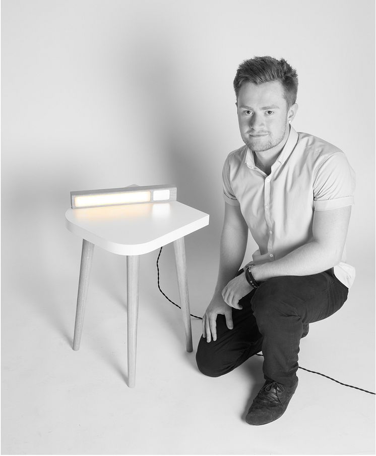 Jake Barker with his award-winning lamp 