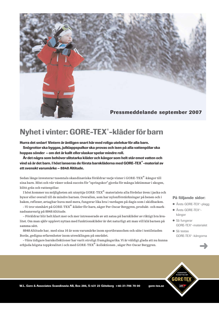 Nytt i vinter: GORE-TEX®-kläder för barn!