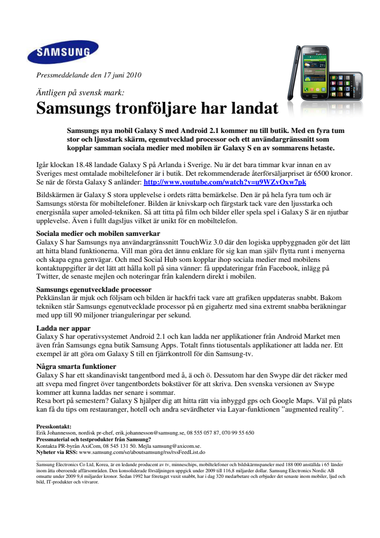 Samsungs tronföljare har landat