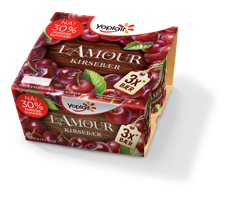 Yoplait l'Amour kirsebær med 30% mindre sukker