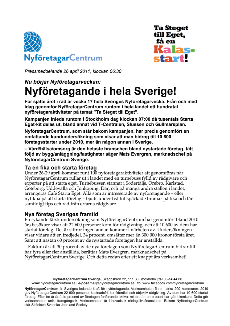 Nu börjar Nyföretagarveckan: Nyföretagande i hela Sverige!