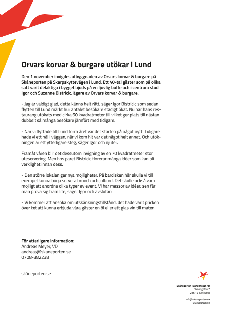 Orvars korvar & burgare utökar i Lund