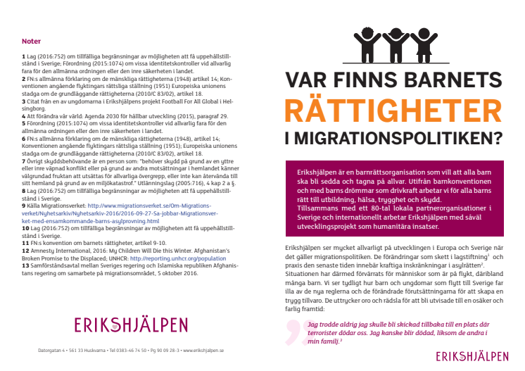 Var finns barnets rättigheter i migrationspolitiken?