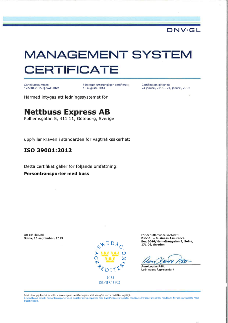 Management System Certificate