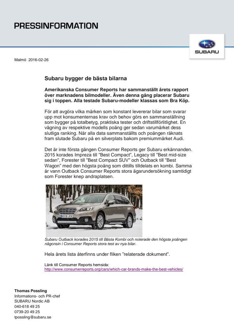 Subaru bygger de bästa bilarna