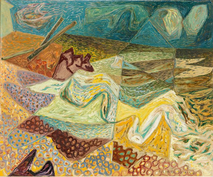 Erik Olson, Stormig kust, 1946. Deposition Mjellby konstmuseum.