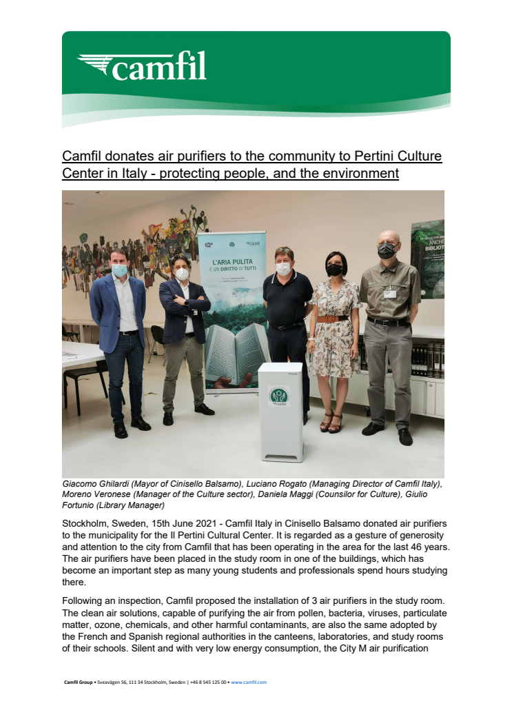 Camfil Italy donates air purifiers to the local community.pdf
