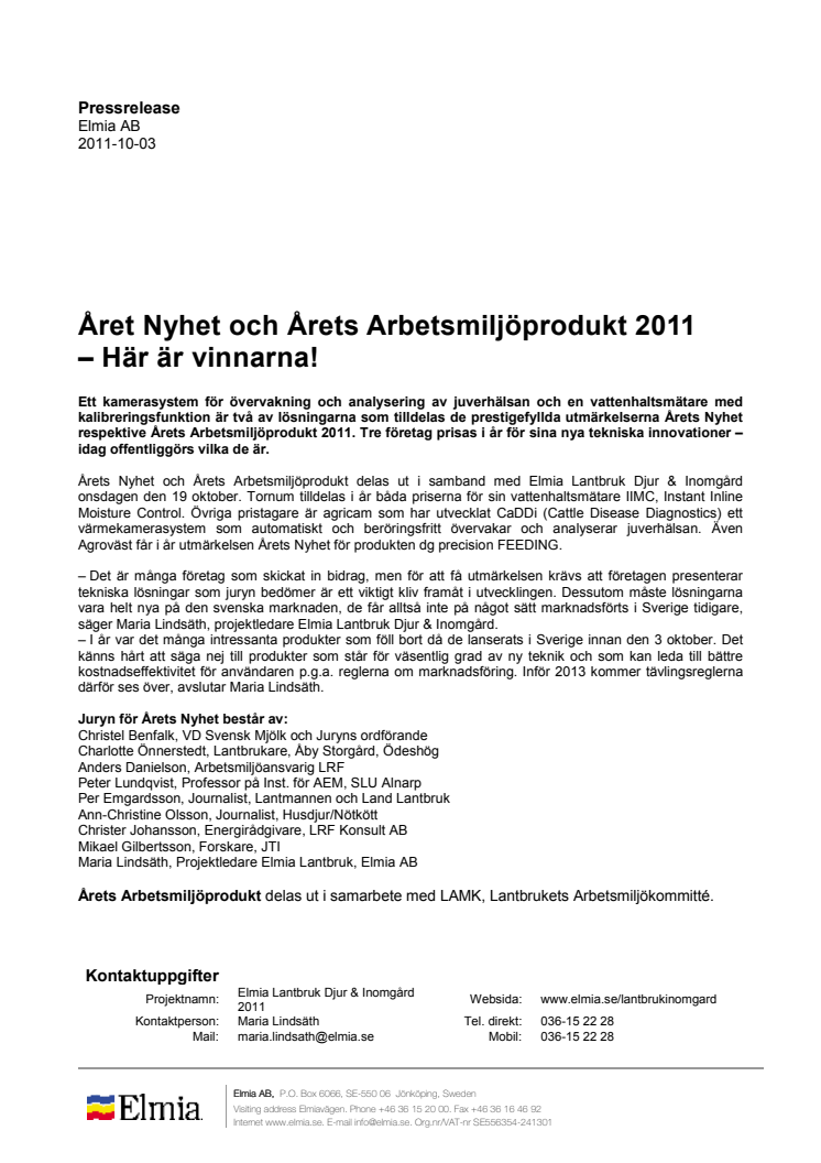 Året Nyhet och Årets Arbetsmiljöprodukt 2011 - Här är vinnarna!