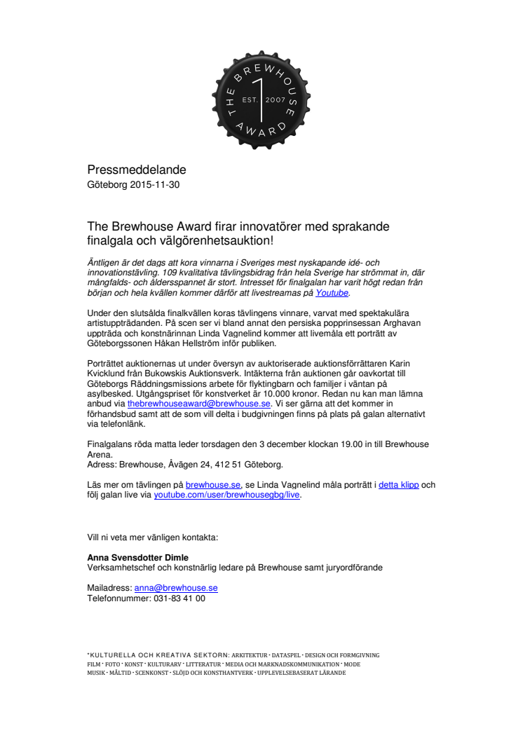 The Brewhouse Award firar innovatörer med sprakande finalgala och välgörenhetsauktion!