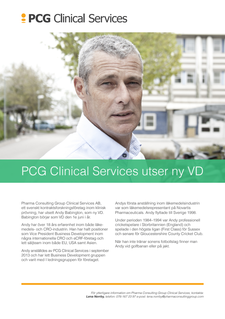 PCG Clinical Services utser ny VD