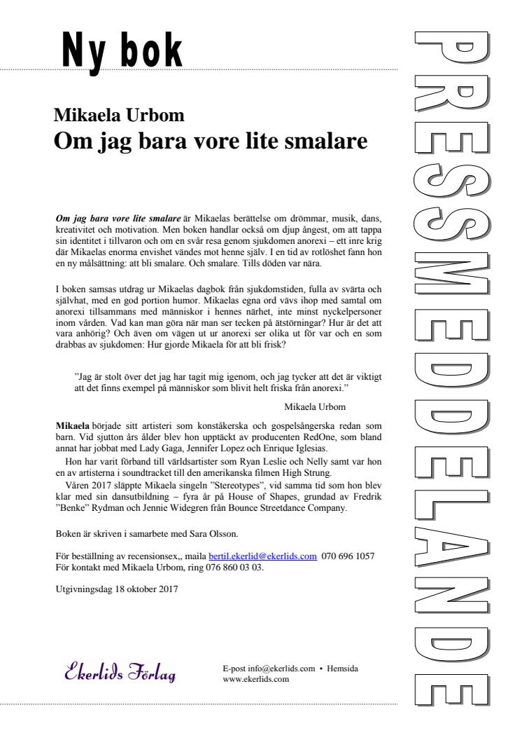 Ny bok: Om jag bara vore lite smalare av artisten Mikaela Urbom