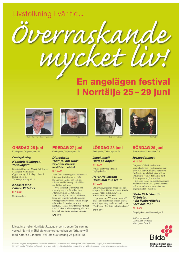 Livstolkningsfestival i Norrtälje 25-29 juni