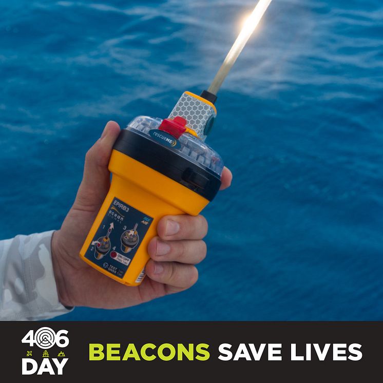 Ocean Signal - 406Day raises awareness about 406 MHz beacons, like the Ocean Signal rescueME EPIRB3 (hand)