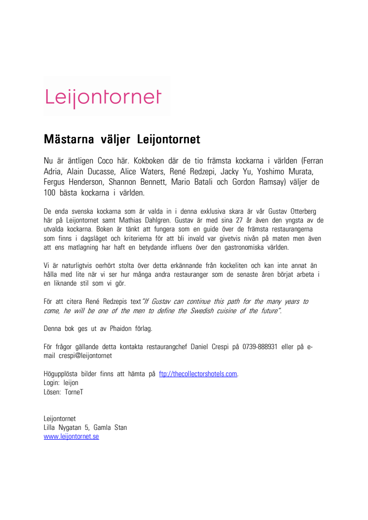 Mästarna väljer Leijontornet