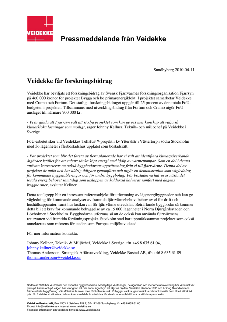 Veidekke får forskningsbidrag