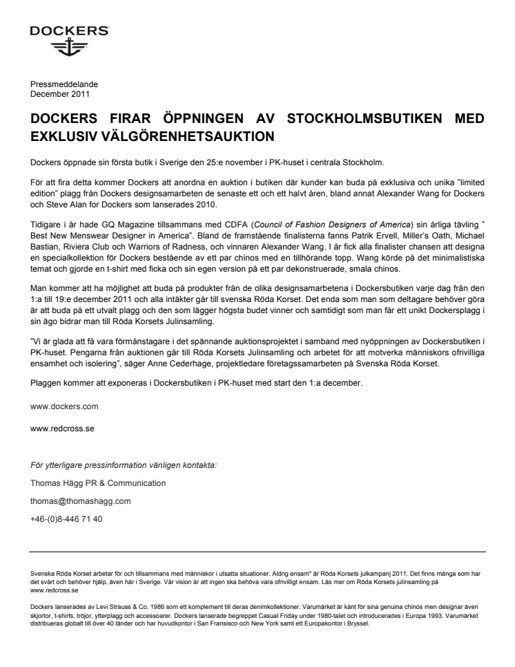Dockers firar öppningen av Stockholmsbutiken med exklusiv välgörenhetsauktion