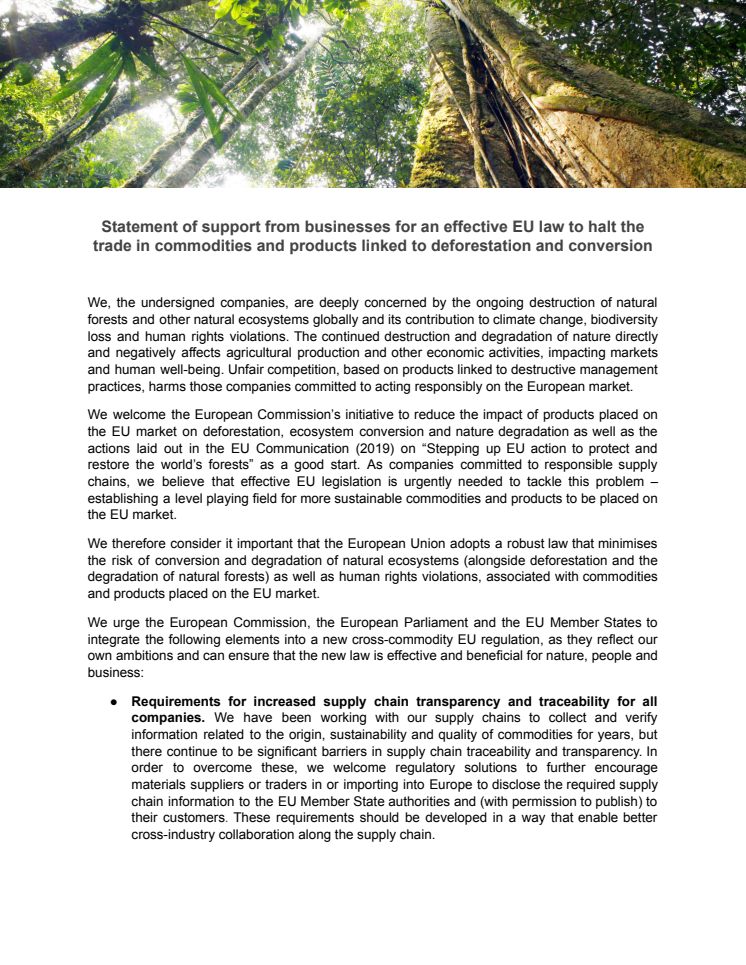 Statement of support from businesses for an effective EU law to halt the trade in commodities and products linked to deforestation and conversion.pdf