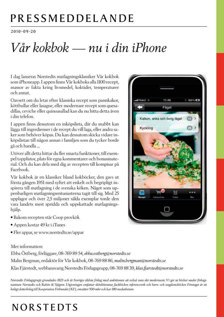 Vår kokbok — nu i din iPhone