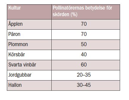 Pollinatörernas betydelse för skörd av frukt och bär