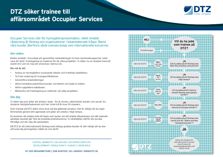 DTZ söker trainee till affärsområdet Occupier Services