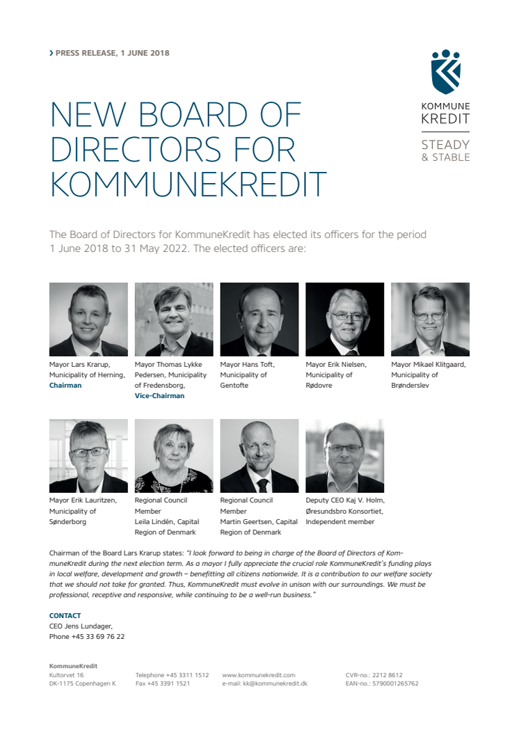 New Board of Directors for KommuneKredit
