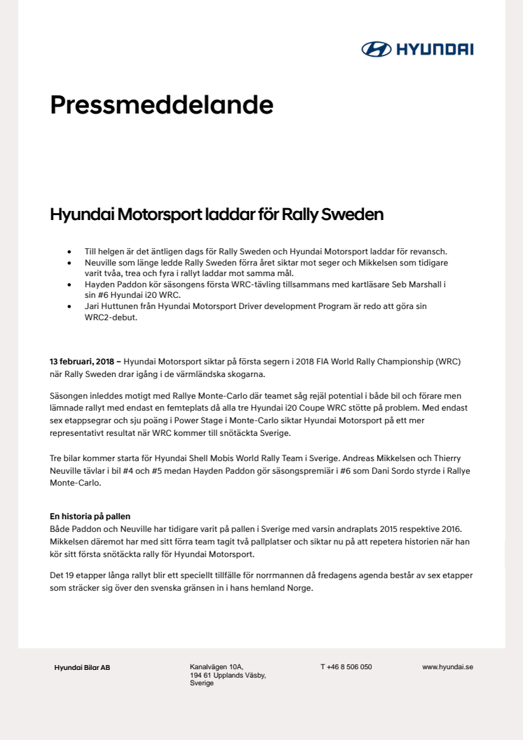 Hyundai Motorsport vinner Rally Sweden