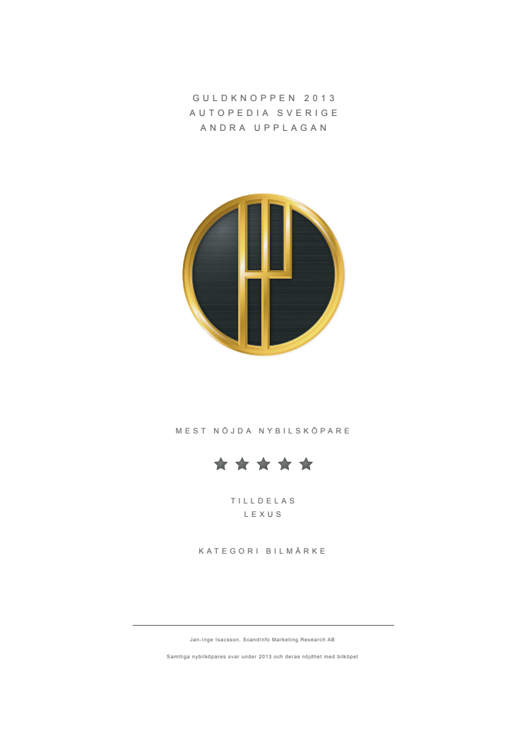 Guldknoppen 2013 - Årets Bilmärke Lexus