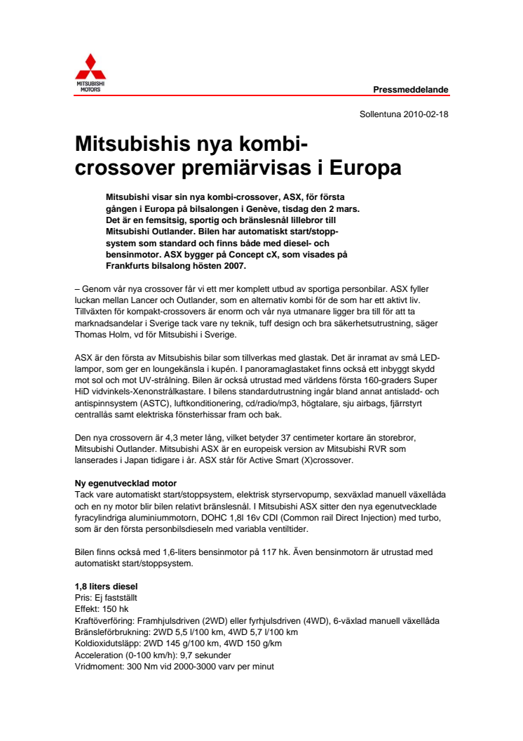 Mitsubishis nya kombi-crossover premiärvisas i Europa