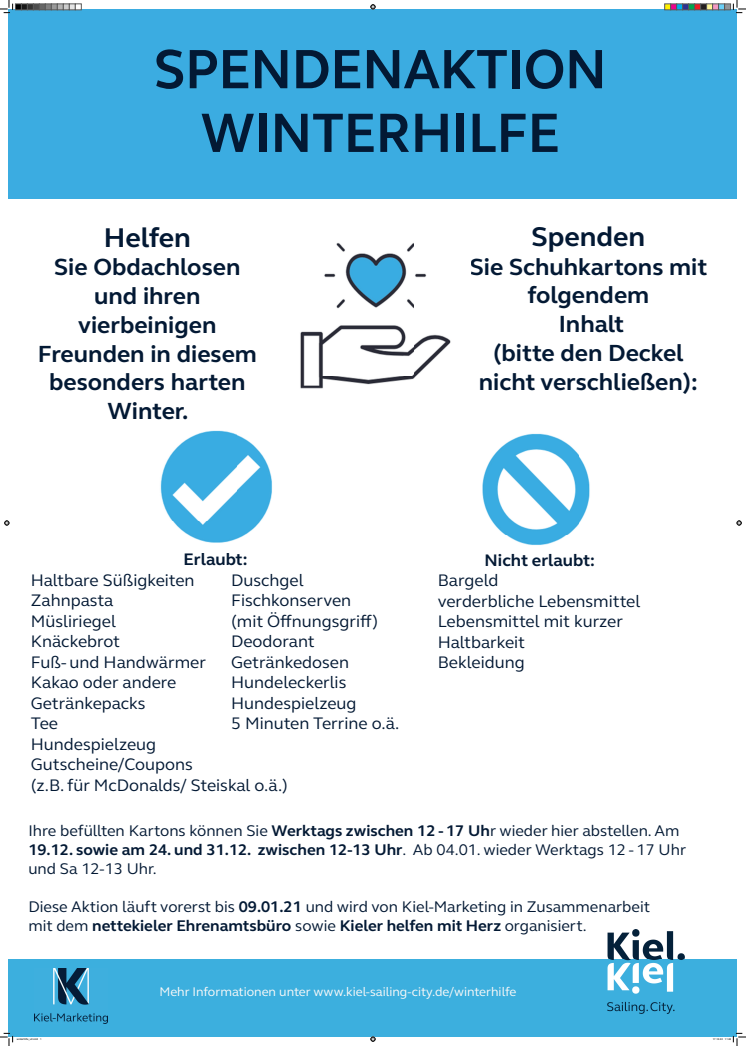 Plakat zur Winterhilfe für Obdachlose in Kiel