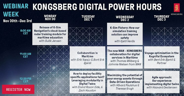 Kongsberg Digital will host a webinar week, with a series of Power Hours on digital maritime technologies