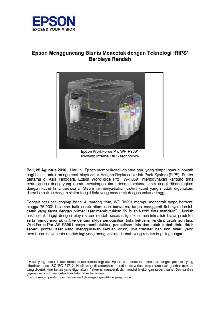 Epson Mengguncang Bisnis Mencetak dengan Teknologi ‘RIPS’ Berbiaya Rendah