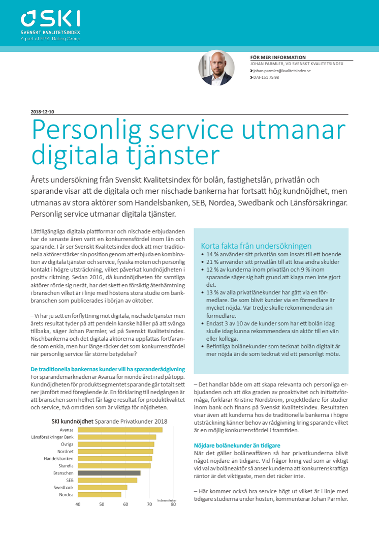 Svenskt Kvalitetsindex om bolån, fastighetslån, privatlån och sparande 2018