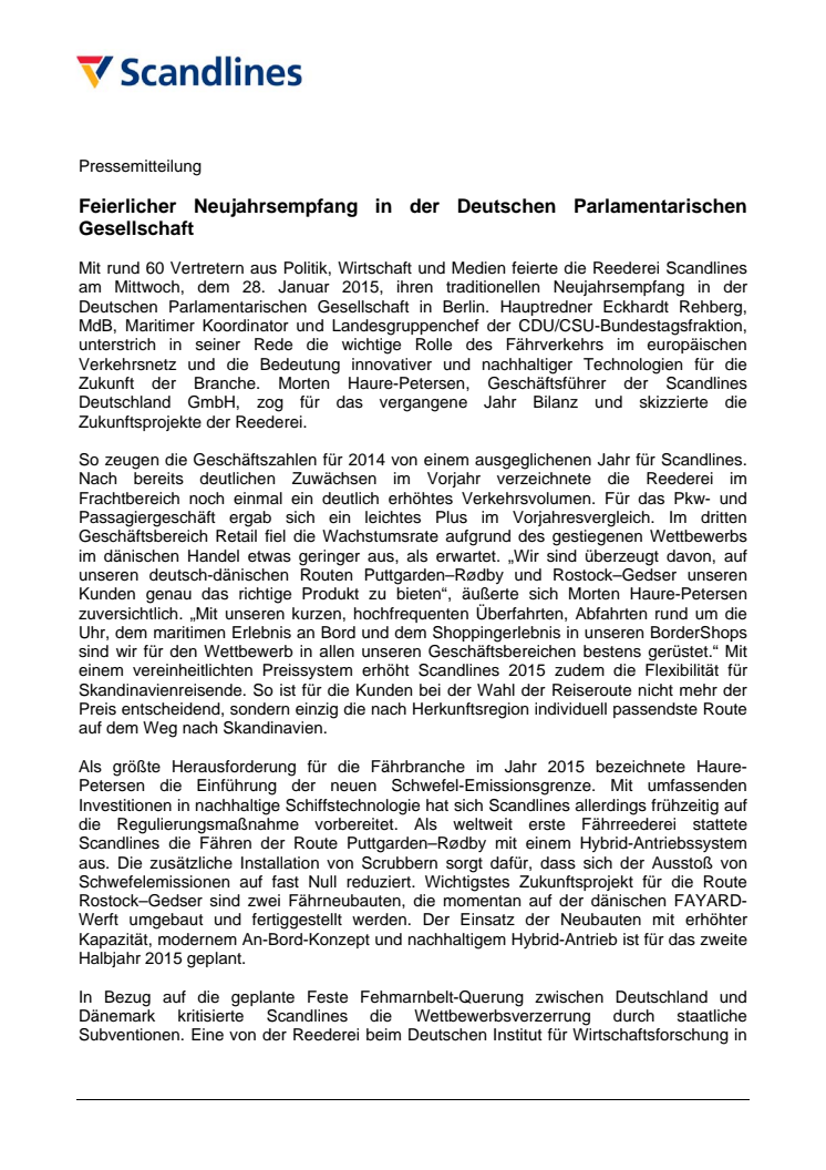 Feierlicher Neujahrsempfang in der Deutschen Parlamentarischen Gesellschaft