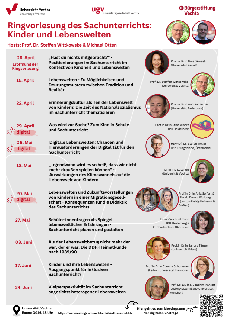 Plakat Ringvorlesung Sachunterricht Sommersemester 2025 - "Kinder und Lebenswelten"