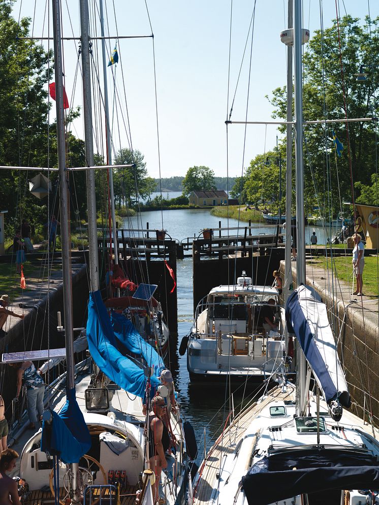 Pressbild - Göta kanal, slussning i Sjötorp