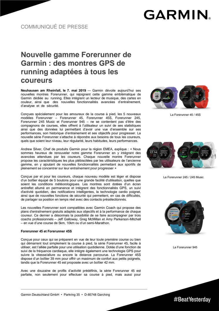 Nouvelle gamme Forerunner de Garmin : des montres GPS de running adaptées à tous les coureurs