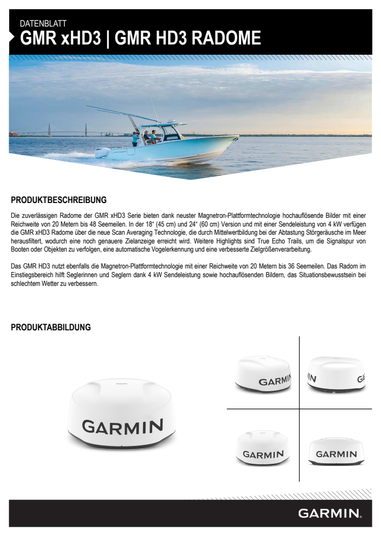 Datenblatt Garmin GMR xHD3-HD3 Radome