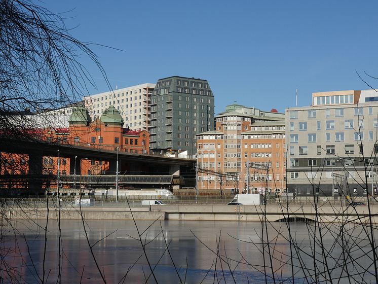 Tegnérs Torn i Stockholm, takskiffer på fasad "Nordskiffer Grön"