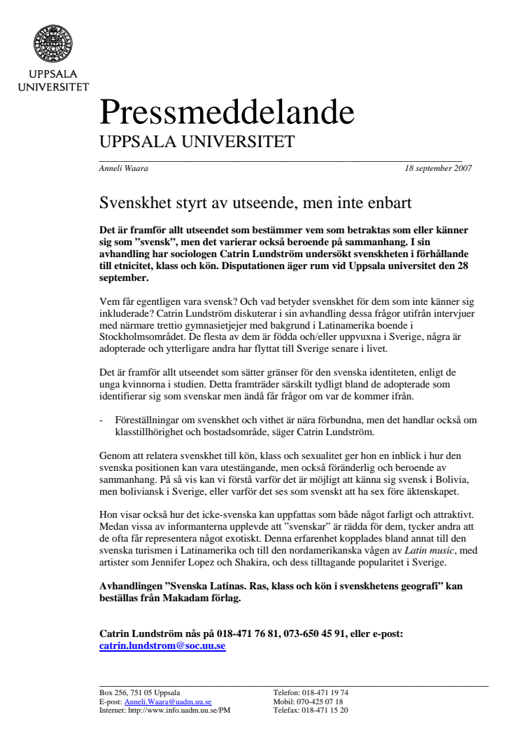 Svenskhet styrt av utseende, men inte enbart