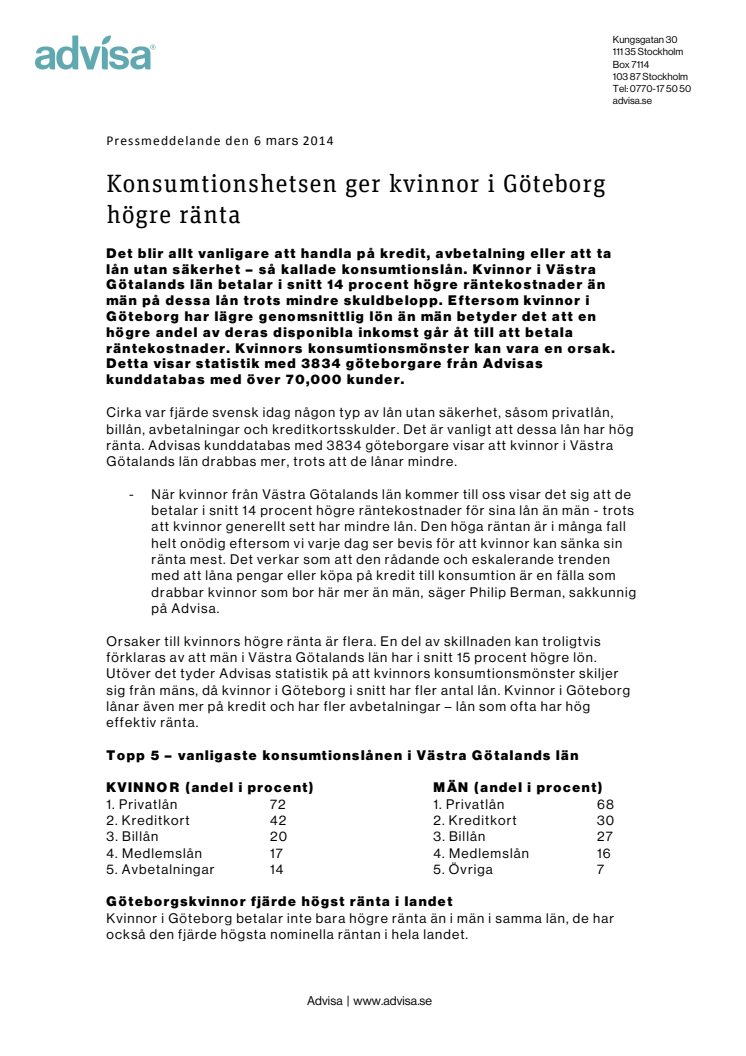 Konsumtionshetsen ger kvinnor i Göteborg högre ränta